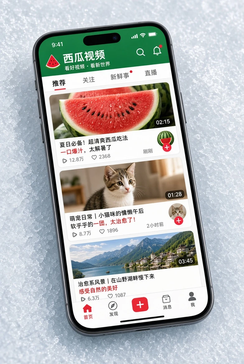 西瓜视频APP界面